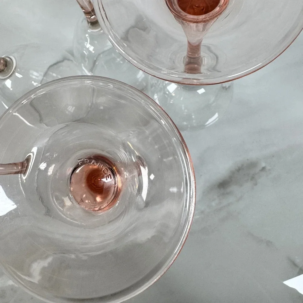 Vtg Luminarc France Pink Stem Wine Glasses Goblets Set of 5 Stemware Home‎ Bar